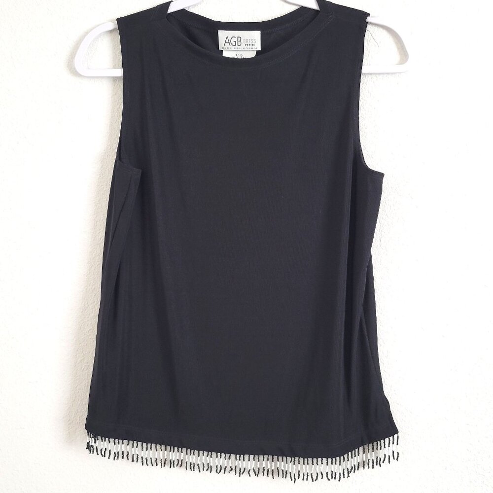 AGB Women's Black Beaded Sleeveless Tank Top Vintage  Size 10